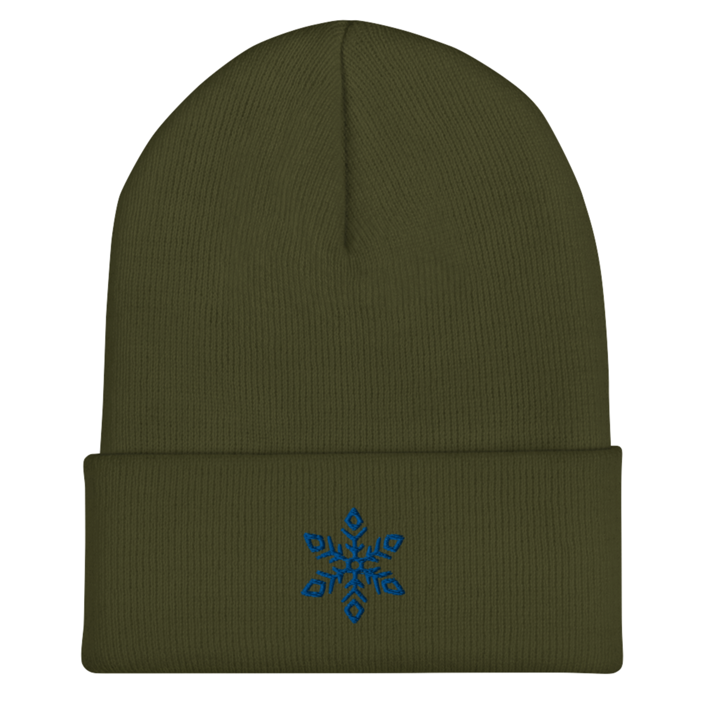 Snowflake Beanie - Olive/Blue