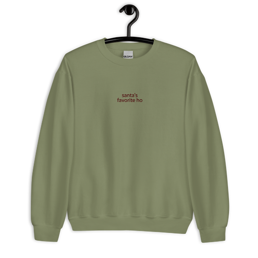 Santa's favorite ho - Military Green/Maroon Sweater