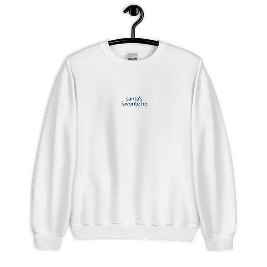 Santa's favorite ho - White/Indigo Blue Sweater